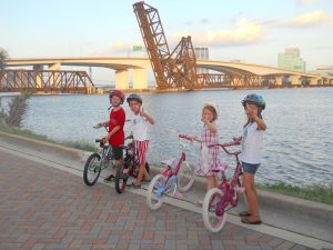 Biking with friends on Jacksonville's beautiful Riverwalk