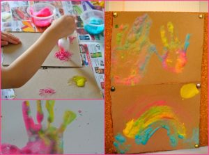 Rainbow flour paint collage 2