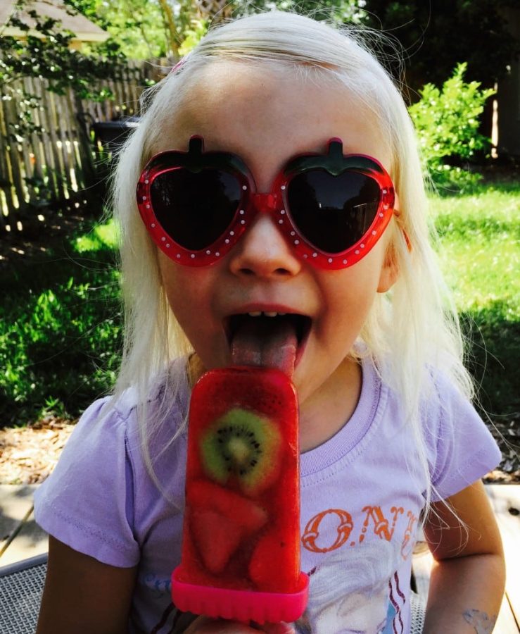 My diva, Avery, enjoying a Watermelon Fruit Pop