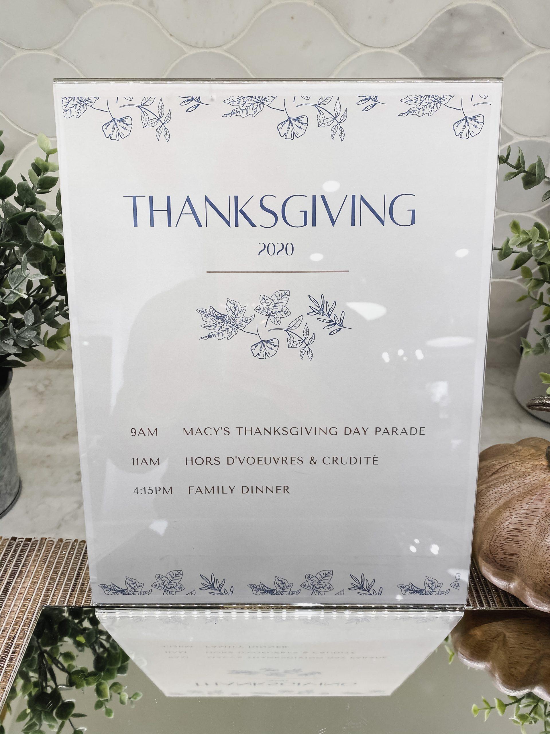 thanksgiving schedule