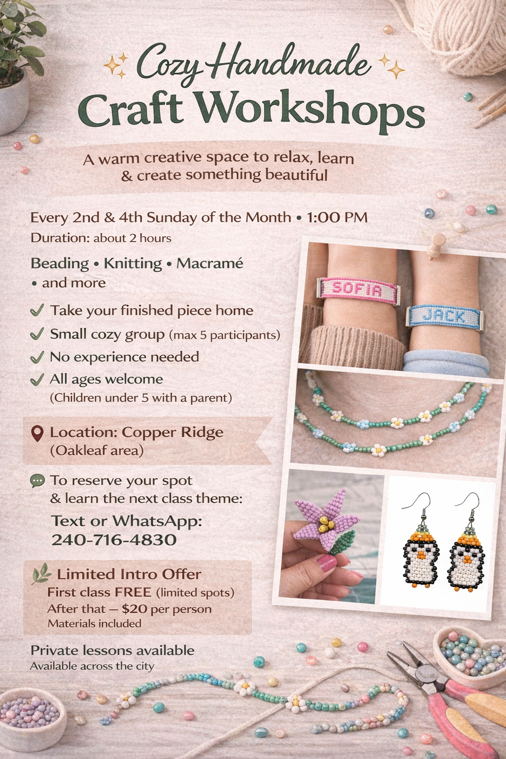 Yana’s Handmade Workshops | Copper Ridge (Oakleaf Area)
